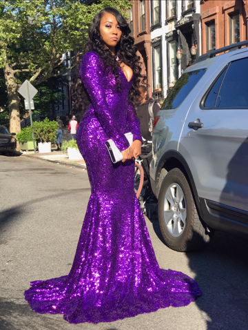 Long Sleeve Sequin Mermaid Gown