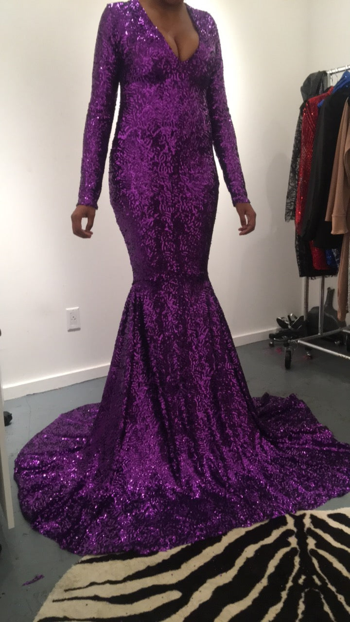 Long Sleeve Sequin Mermaid Gown